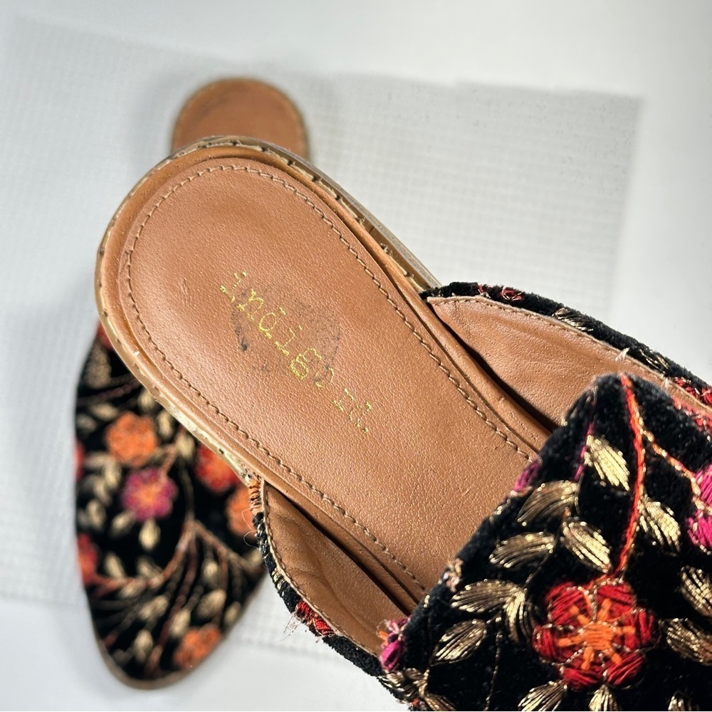 Indigo Road boho velvet mule embroidered floral slip on clogs black size 6 - Picture 5 of 8